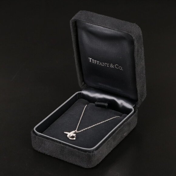 Tiffany & Co. 18K White Gold Diamond XO Pendant Necklace - Picture 6 of 10
